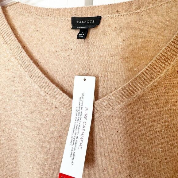 Talbots Pure Cashmere Donegal Fringed V-Neck Pullover Sweater Women’s Size S NWT - Picture 7 of 9